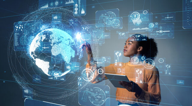 Cloud-enabling technology used by a girl for work