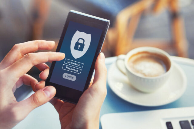 A person uses biometrics to access the app and improve data security.