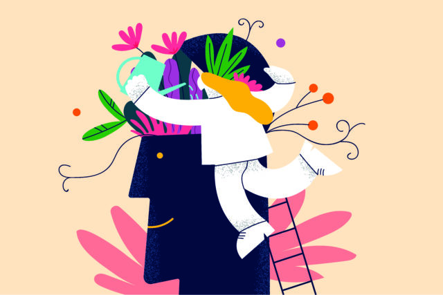 an illustrated image showing a person building emotional culture.