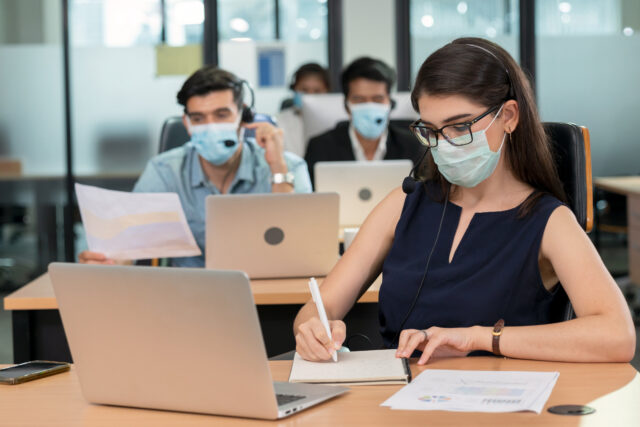 Contact centre agents work on their customers' request.
