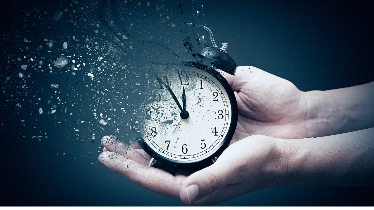 the clock breaks down into pieces, depicting microshifting trend