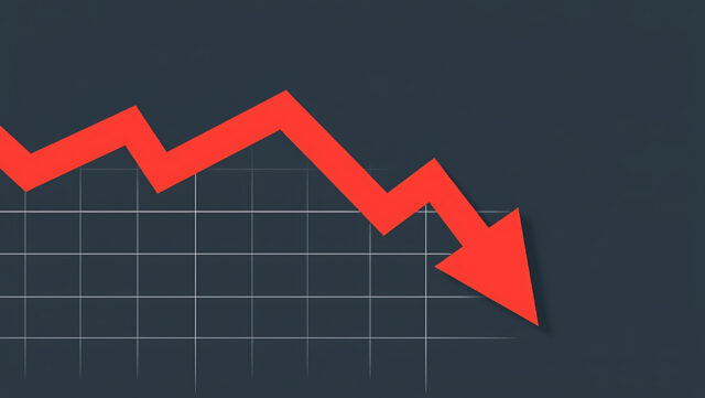 Red arrow going down graph symbolising drop in UK permanent hiring